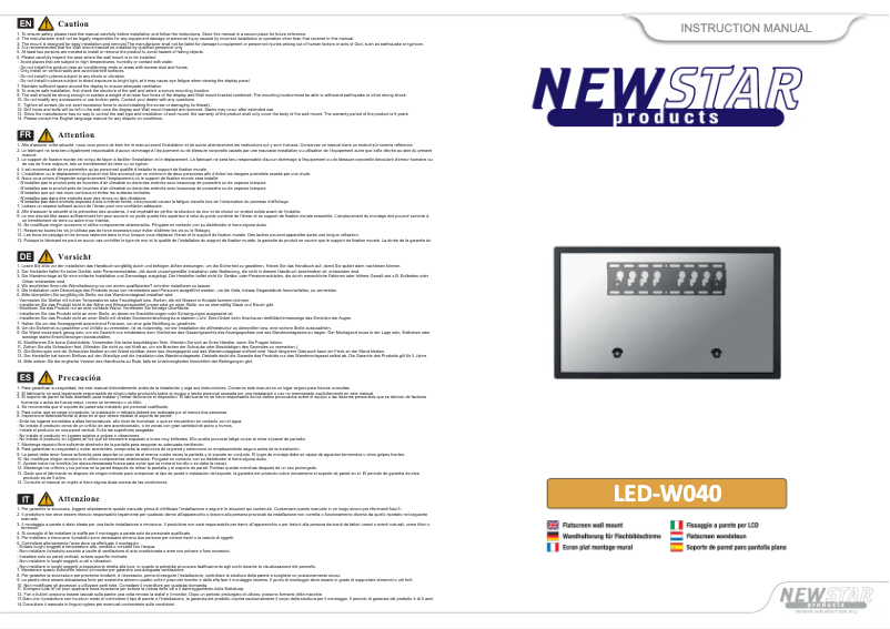 Page n°1 - Manuel utilisateur Newstar LED-W040