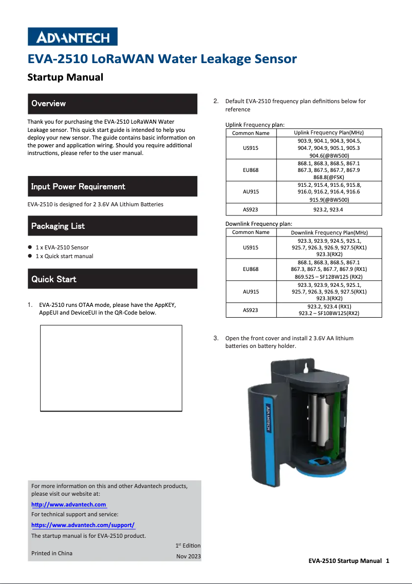 Image de la première page du manuel de l'appareil EVA-2510-EA