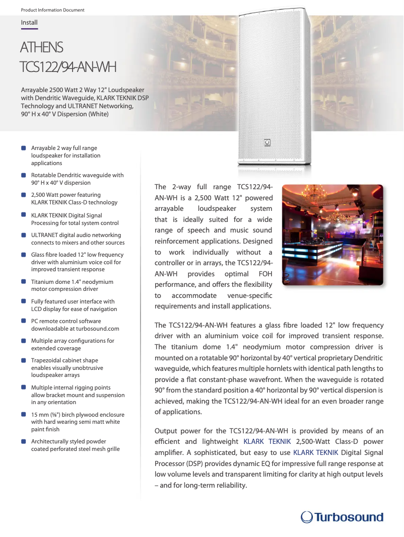 Page n°1 - Fiche technique Turbosound TCS122/94-AN