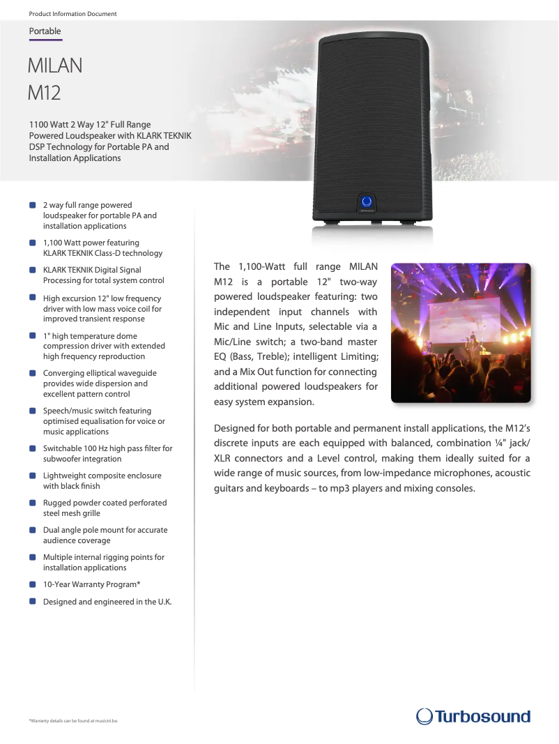 Página 1 del manual Ficha técnica Turbosound Milan M12