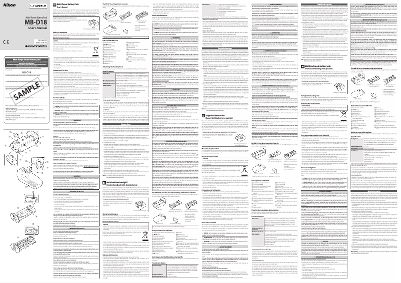 Page 1 de la notice Manuel utilisateur Nikon MB-D18