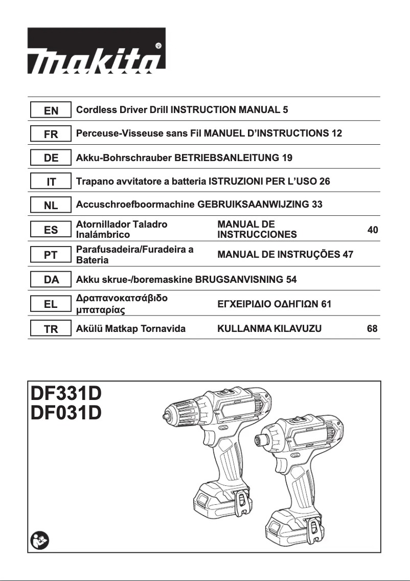 Page n°1 - Manuel utilisateur Makita DF031D