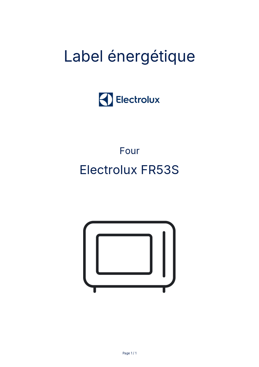 Page n°1 - Label énergétique Electrolux FR53S