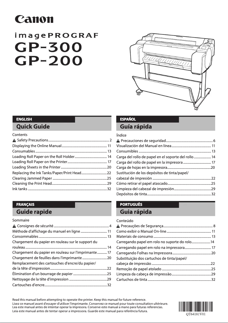 Page n°1 - Manuel utilisateur Canon imagePROGRAF GP-300