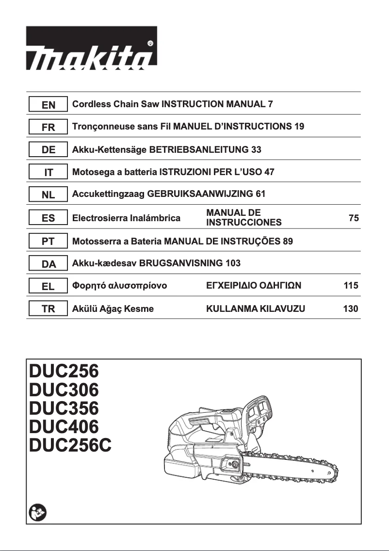 Page 1 de la notice Manuel utilisateur Makita DUC306