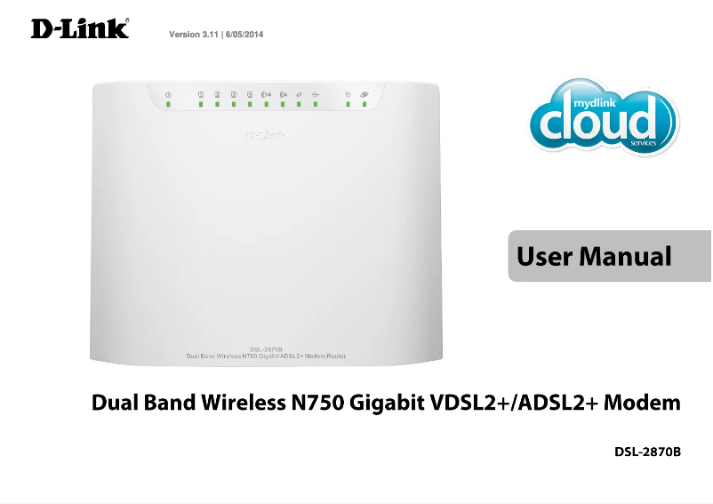 Page 1 de la notice Manuel utilisateur D-Link DSL-2870B