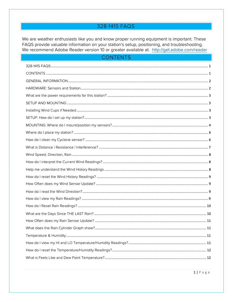 Page n°1 - FAQ La Crosse Technology 328-1415