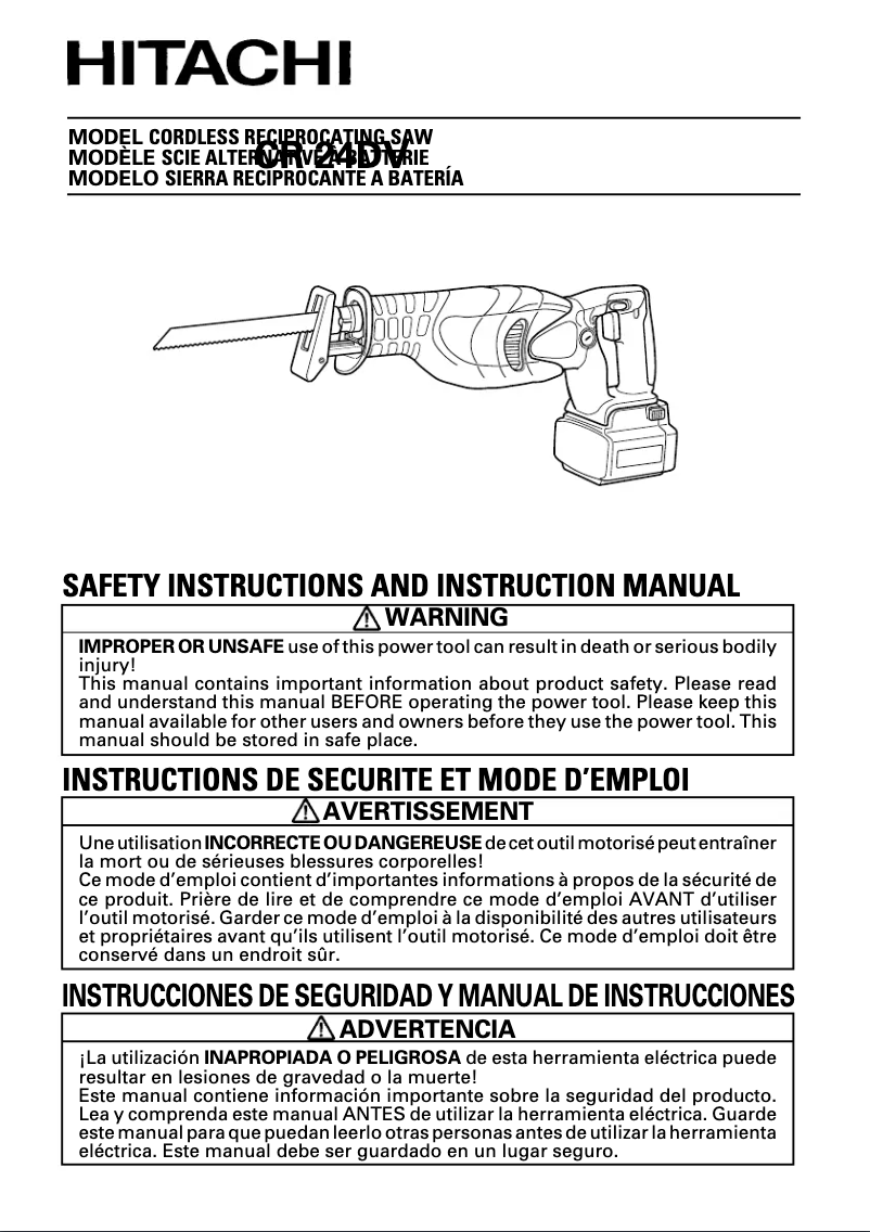 Page n°1 - Manuel utilisateur Hitachi CR 24DV