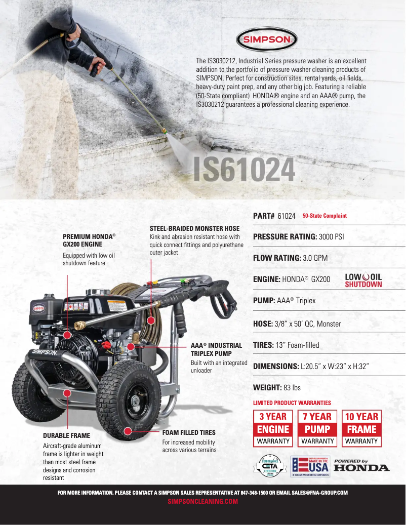 Página 1 del manual Ficha técnica Simpson IS3030212