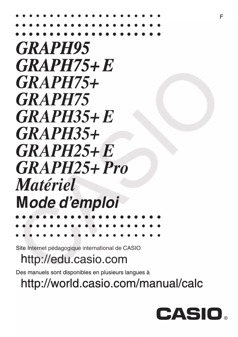 Page 1 de la notice Manuel utilisateur Casio Graph 25+