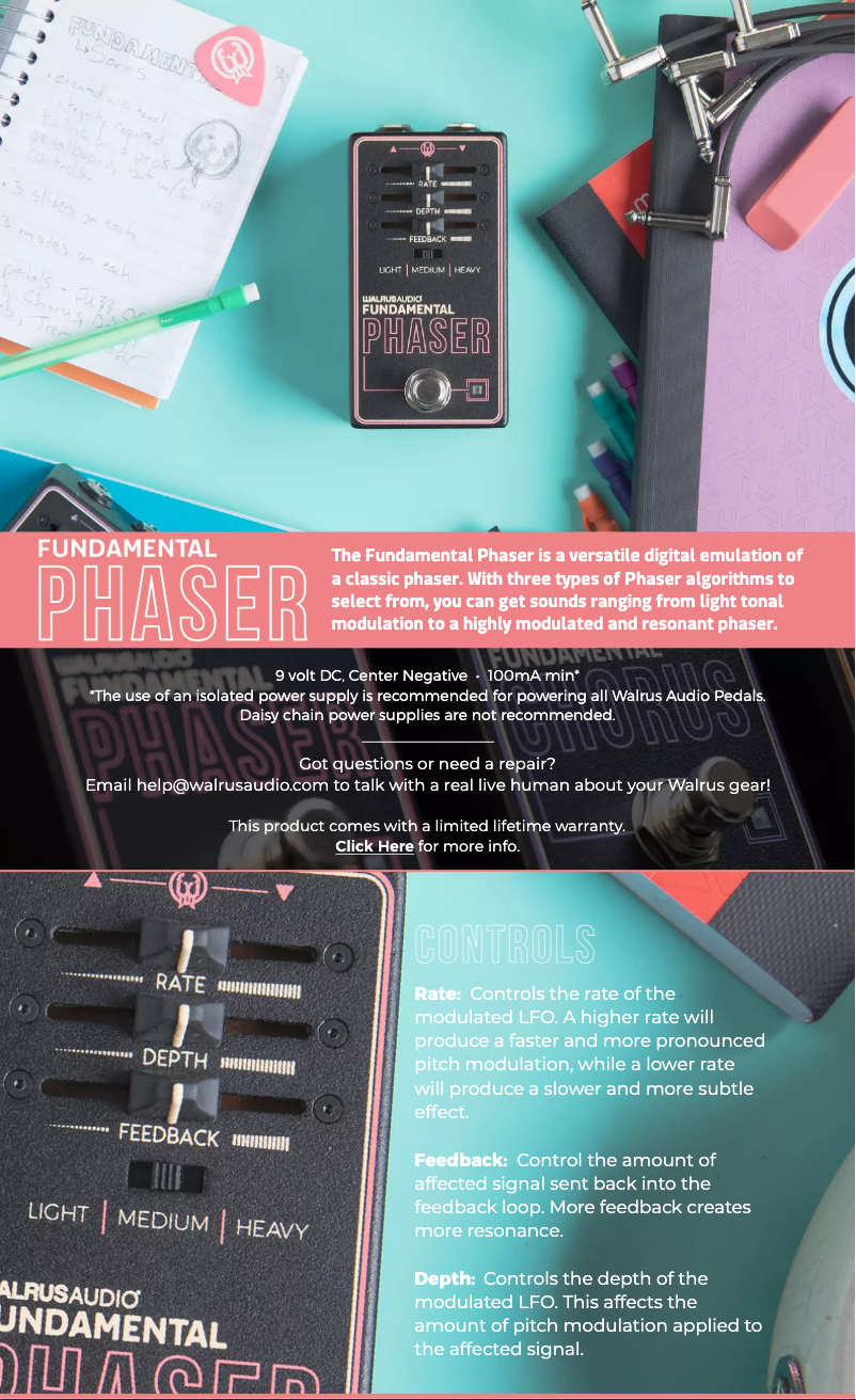Page n°1 - Manuel utilisateur Walrus Audio Fundamental Phaser