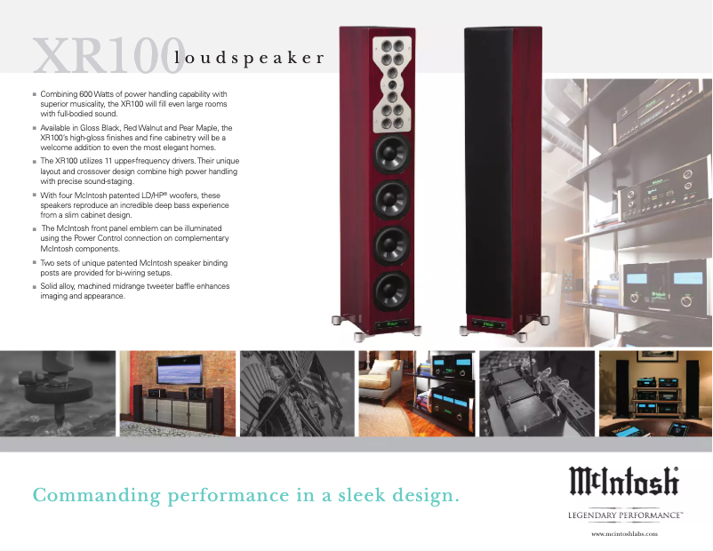 Page 1 de la notice Fiche technique McIntosh XR100