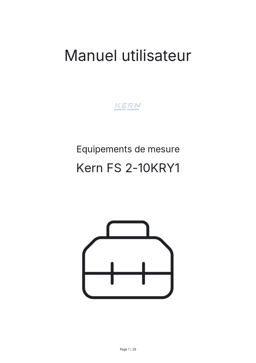 Page n°1 - Manuel utilisateur Kern FS 2-10KRY1