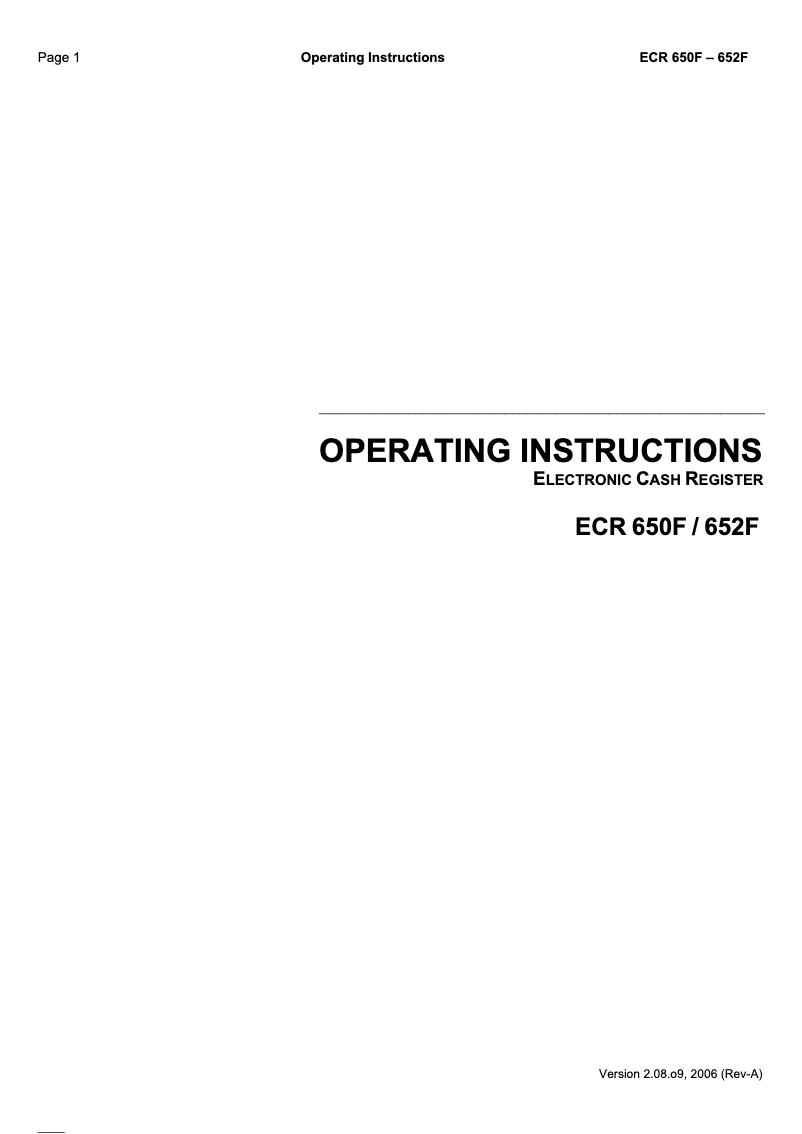 Page n°1 - Manuel utilisateur Olympia ECR 652F