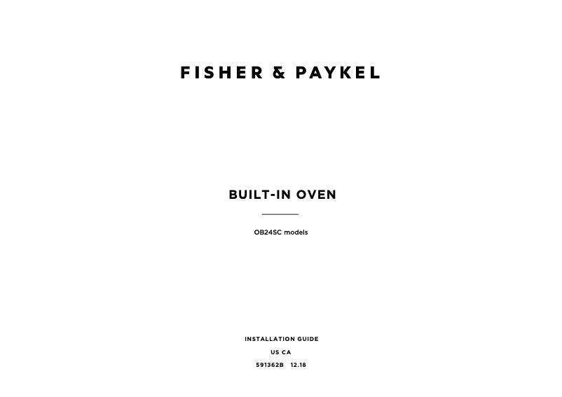 Page 1 de la notice Guide d'installation Fisher & Paykel OB24SCD9PX1