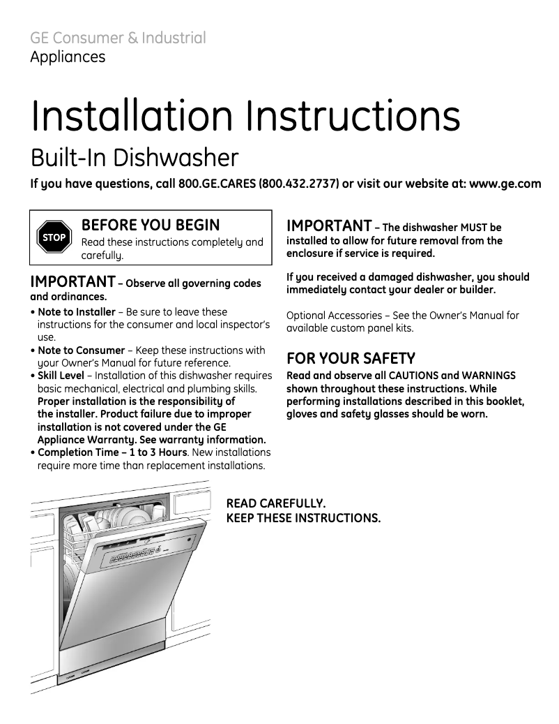 Page 1 de la notice Guide d'installation Hotpoint HDA3500NCC