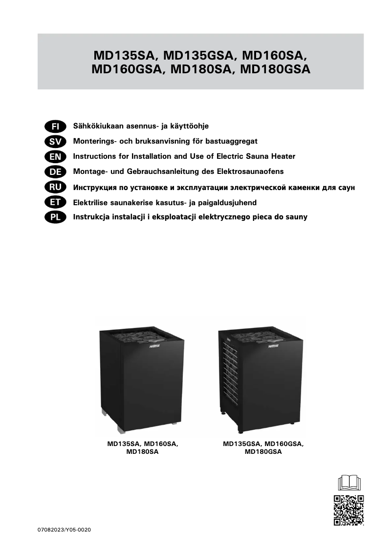 Page n°1 - Manuel utilisateur Harvia Modulo MD180GSA HMD1804GSA