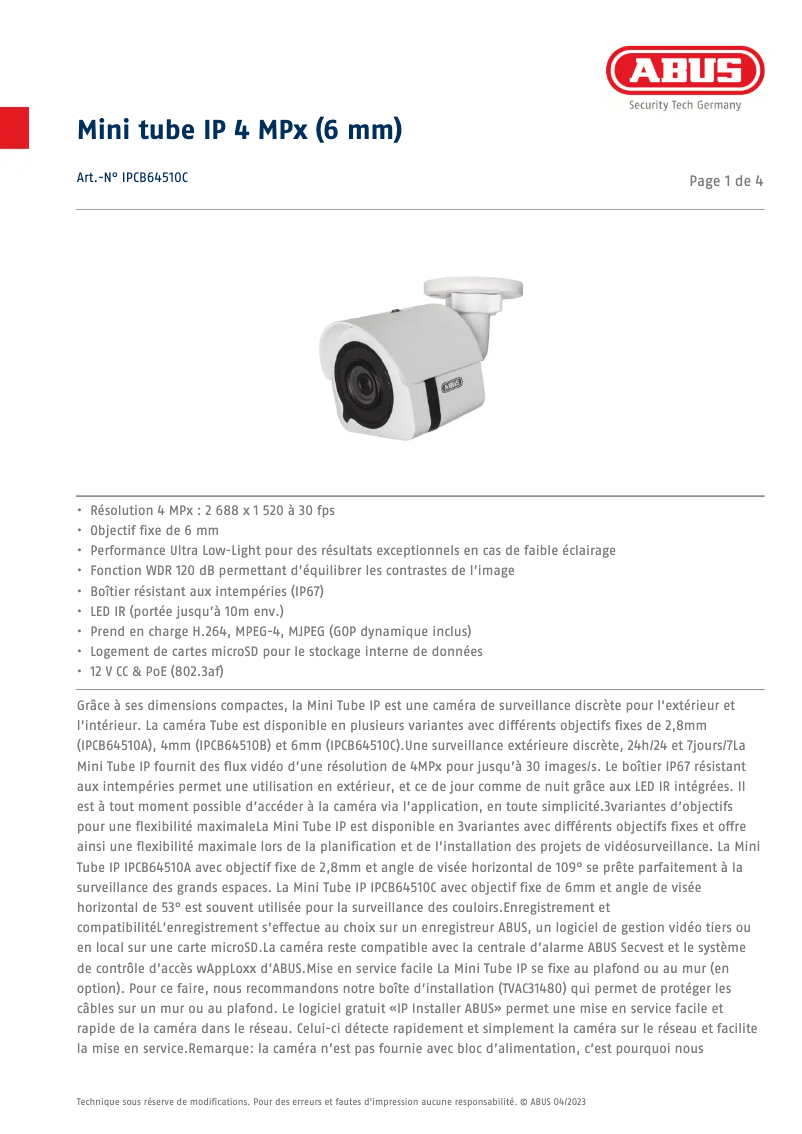 Imagen de la primera página del manual del dispositivo IPCB64510C