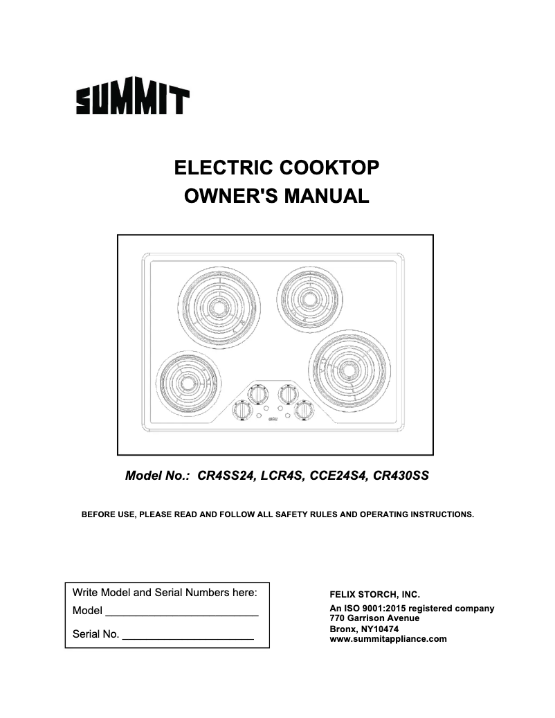 Page n°1 - Manuel utilisateur Summit CR4SS24