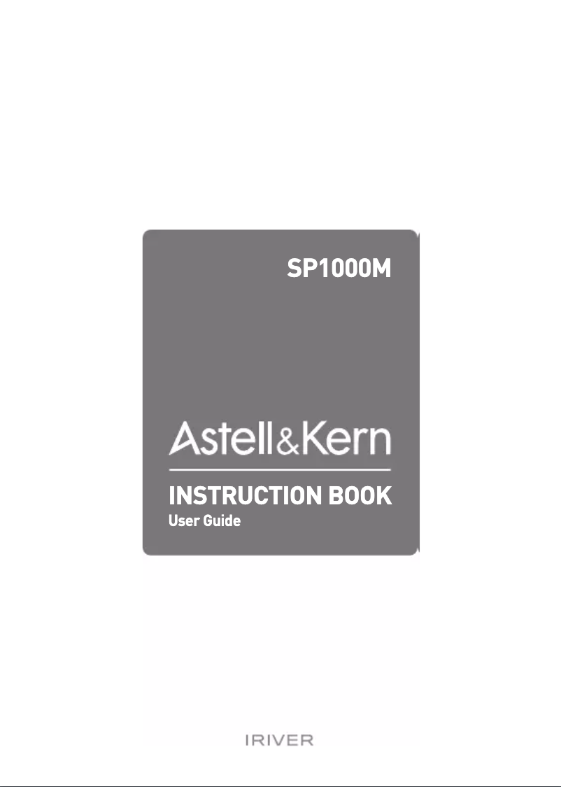 Page 1 de la notice Manuel utilisateur Astell&Kern A&ultima SP1000M