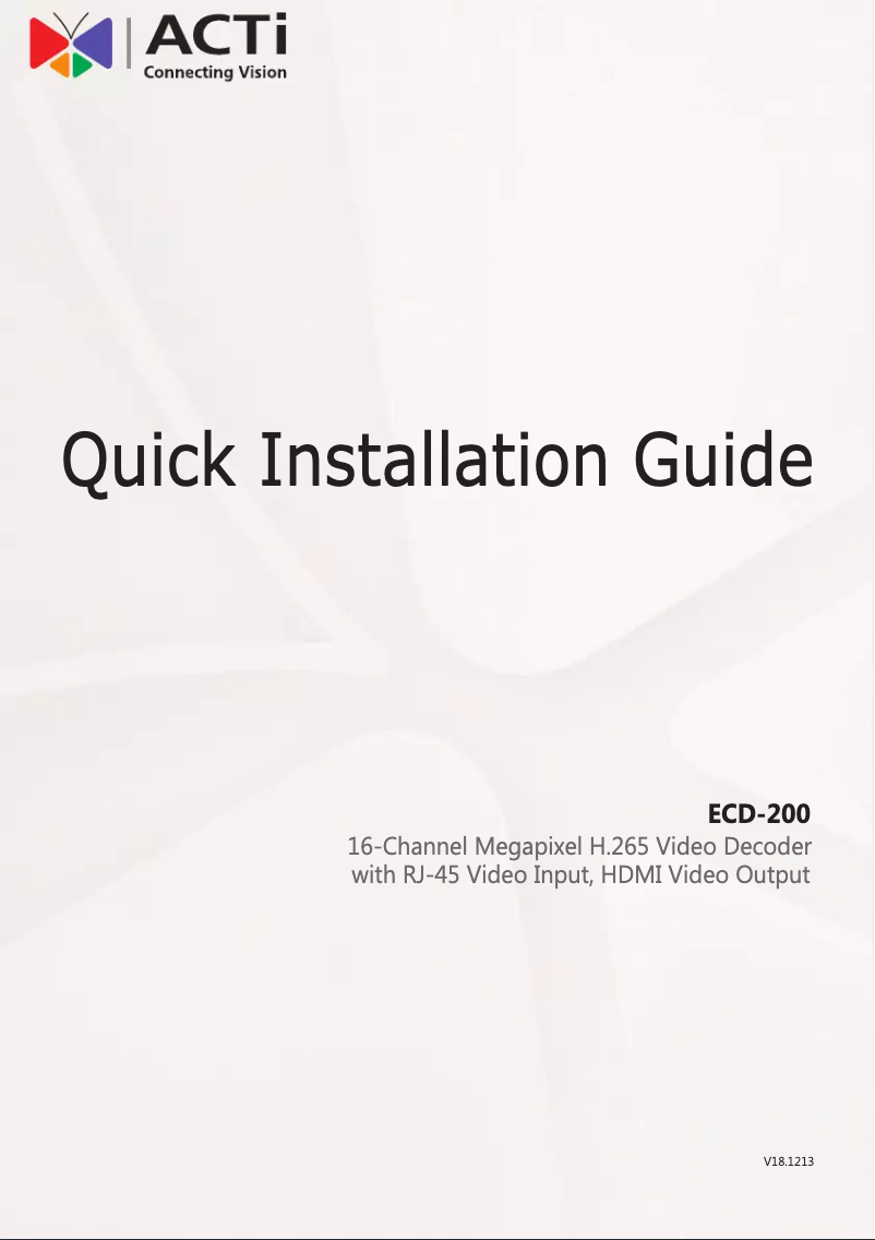 Page n°1 - Manuel utilisateur ACTi ECD-200