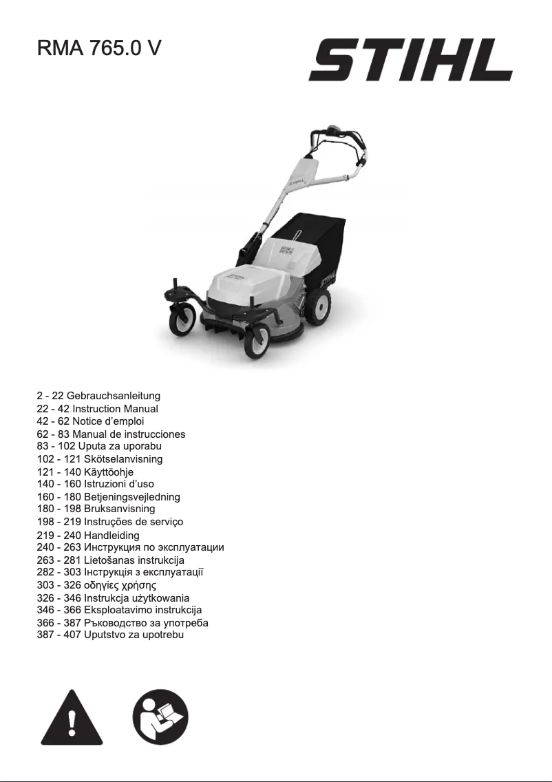Page 1 de la notice Manuel utilisateur Stihl RMA 765 V