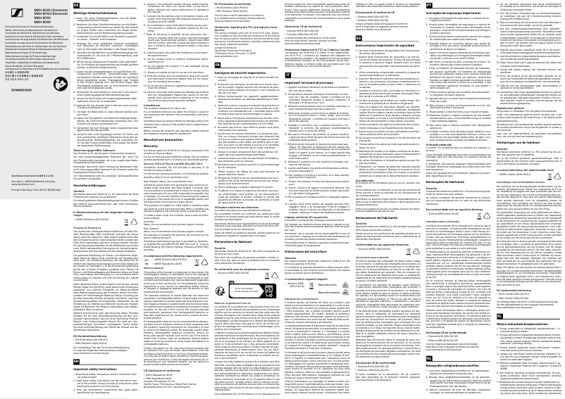 Page 1 de la notice Instructions de sécurité Sennheiser MKH 8050