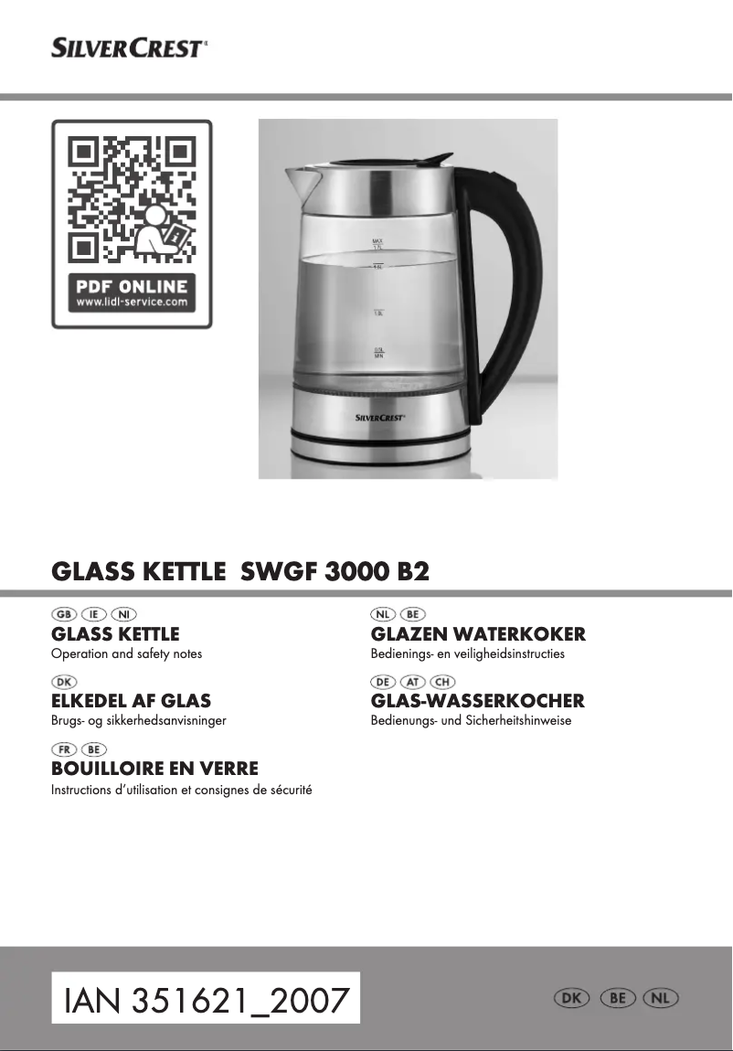 Page 1 de la notice Manuel utilisateur SilverCrest SWGF 2400 B1