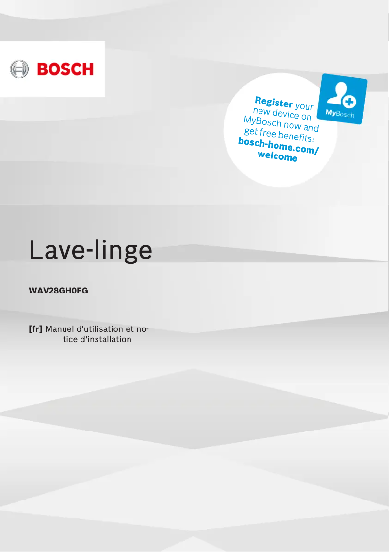 Page n°1 - Manuel utilisateur Bosch WAV28GH0FG