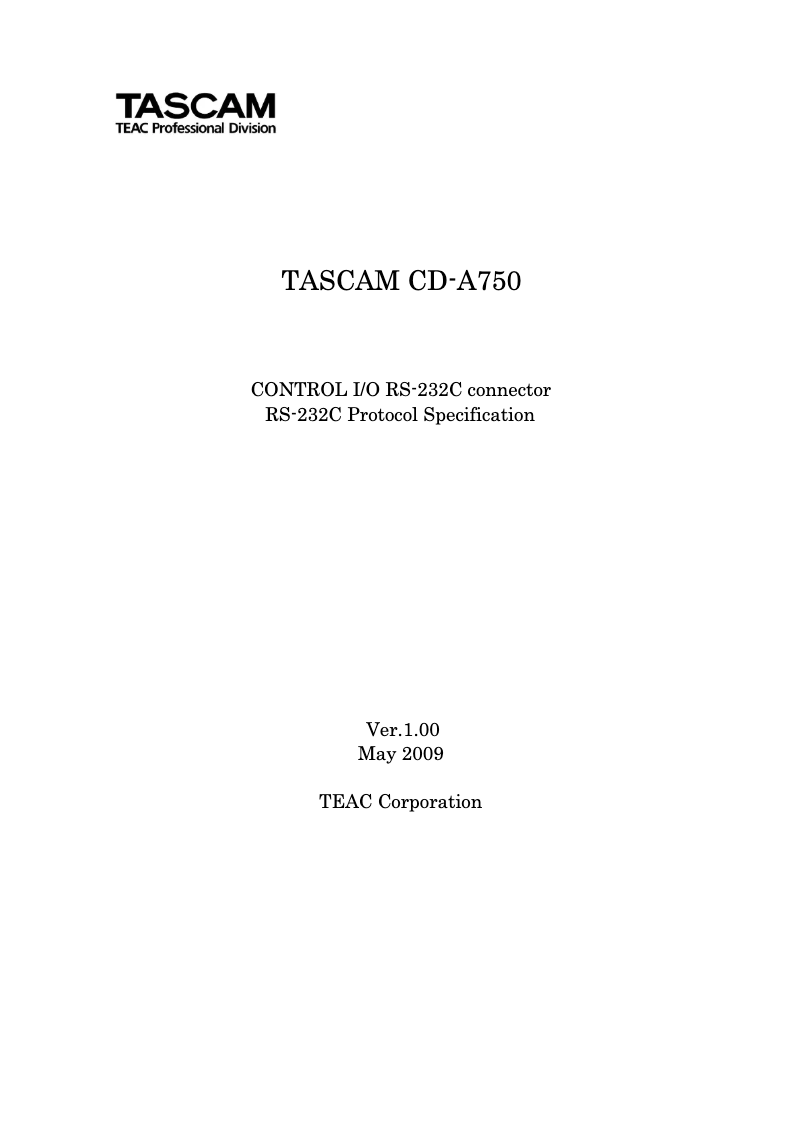 Page n°1 - Fiche technique Tascam CD-A750