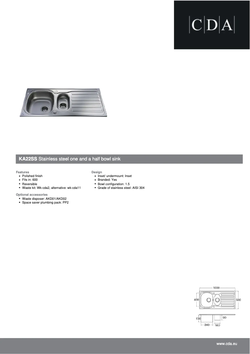 Page n°1 - Fiche technique CDA KA22SS