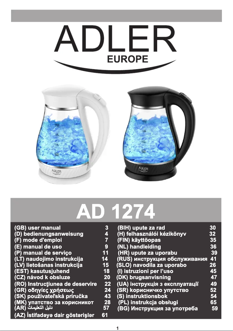 Page n°1 - Manuel utilisateur Adler AD 1274