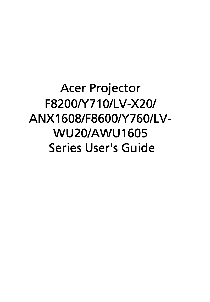 Image de la première page du manuel de l'appareil LV-WU20