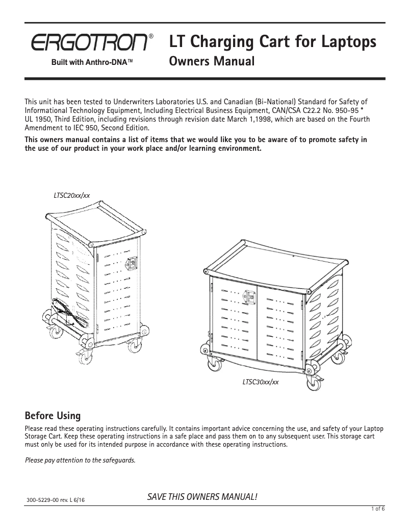 Page 1 de la notice Manuel utilisateur Anthro Charging Cart
