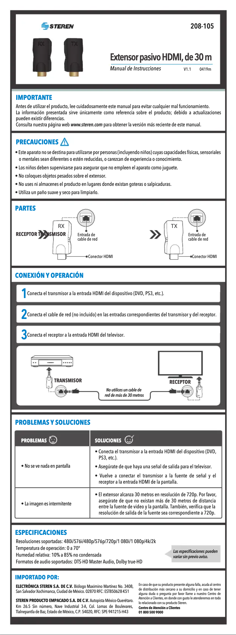 Page 1 de la notice Manuel utilisateur Steren 208-105