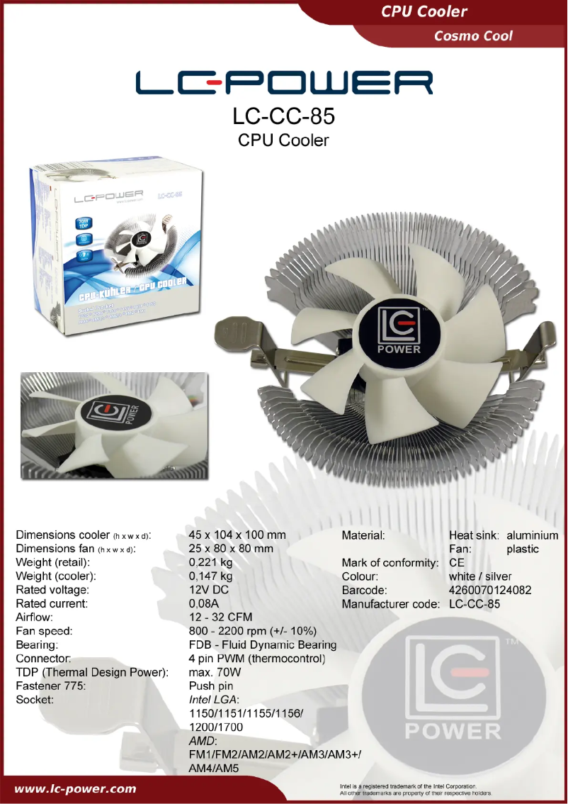 Page 1 de la notice Fiche technique LC-Power LC-CC-85