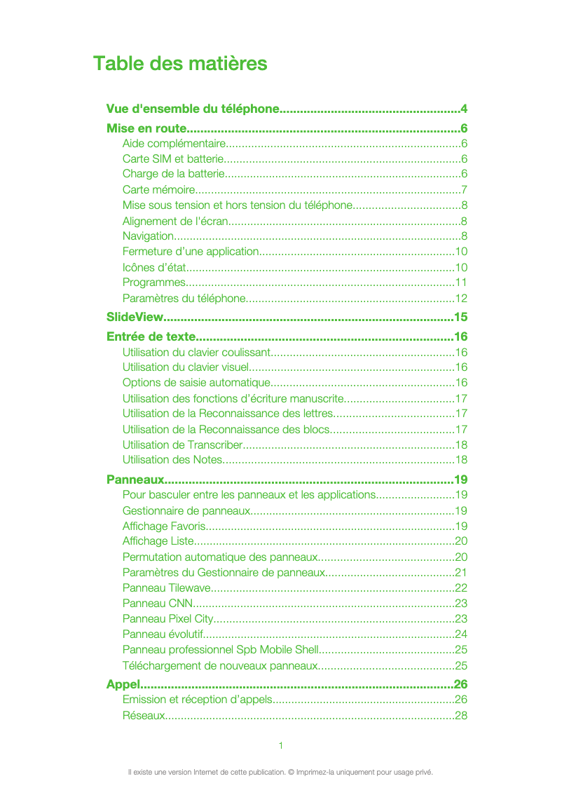 Page n°1 - Manuel utilisateur Sony Ericsson Xperia x2