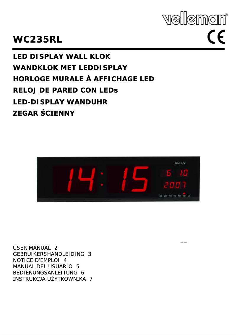 Image de la première page du manuel de l'appareil WC235RL