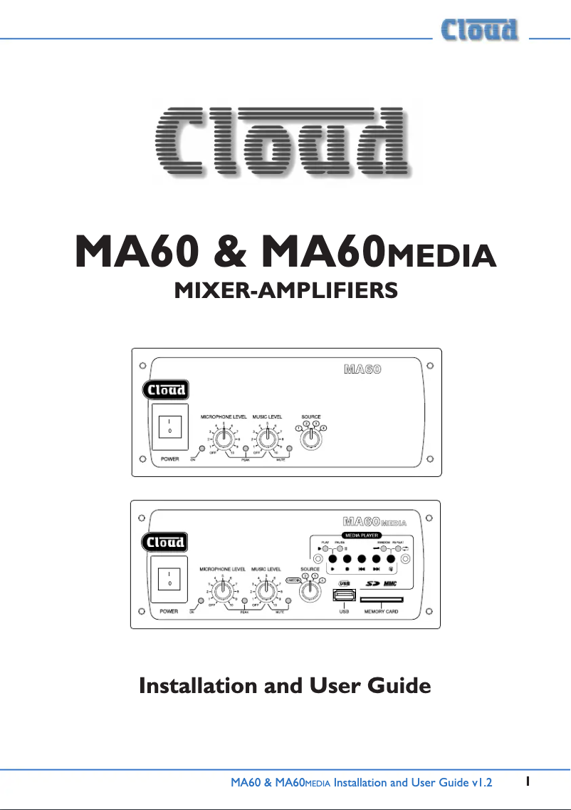 Page n°1 - Manuel utilisateur Cloud MA60T