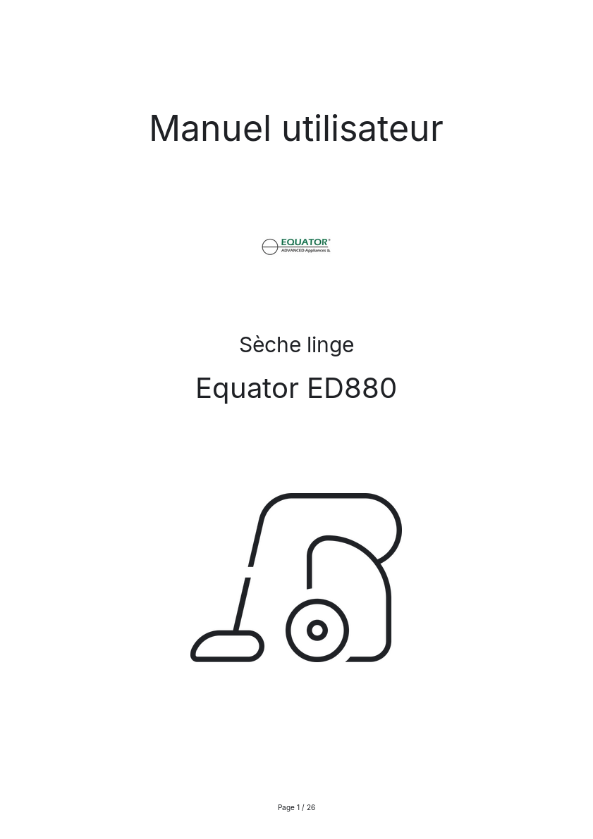 Page n°1 - Manuel utilisateur Equator ED880