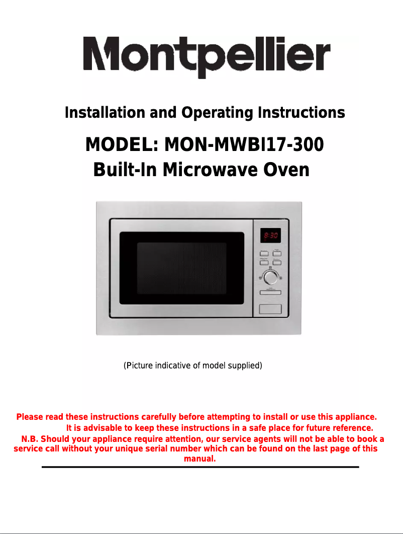 Page 1 de la notice Manuel utilisateur Montpellier MWBI17-300