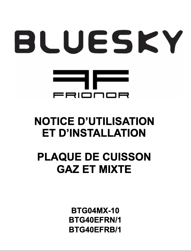 Page 1 de la notice Manuel utilisateur Bluesky BTG 04 MX-10