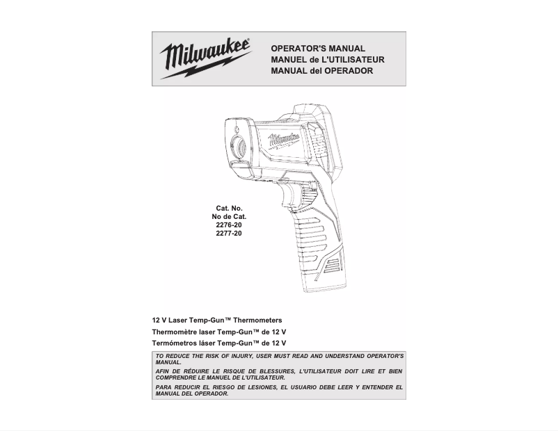 Page n°1 - Manuel utilisateur Milwaukee 2276-20