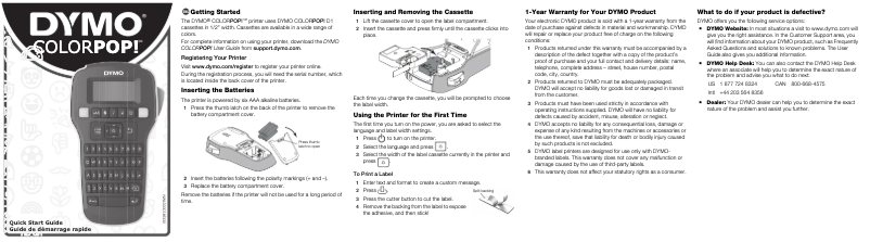 Image de la première page du manuel de l'appareil ColorPop