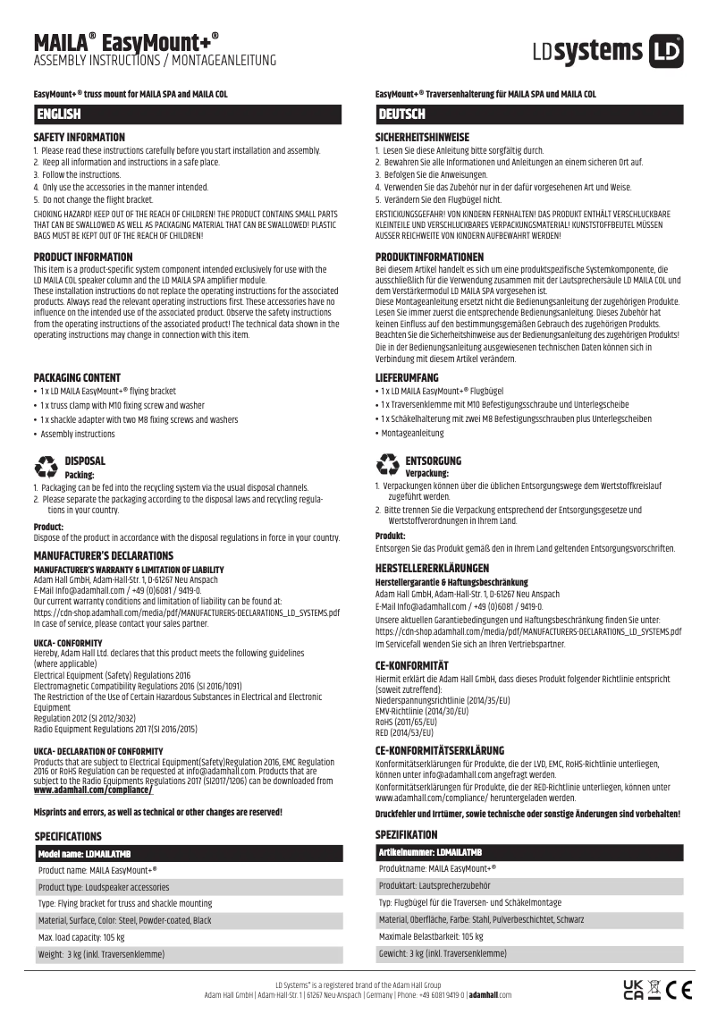 Página 1 del manual Manual de usuario LD Systems MAILA EasyMount+