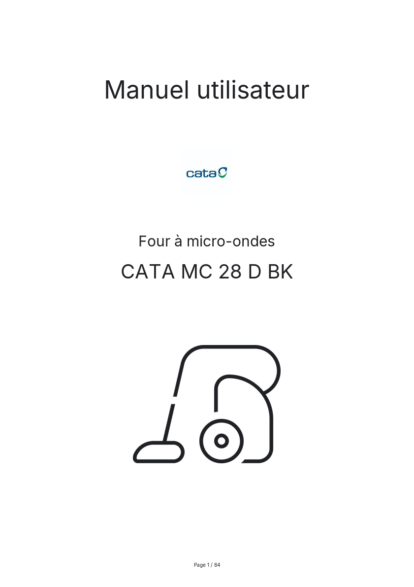 Page n°1 - Manuel utilisateur CATA MC 28 D BK