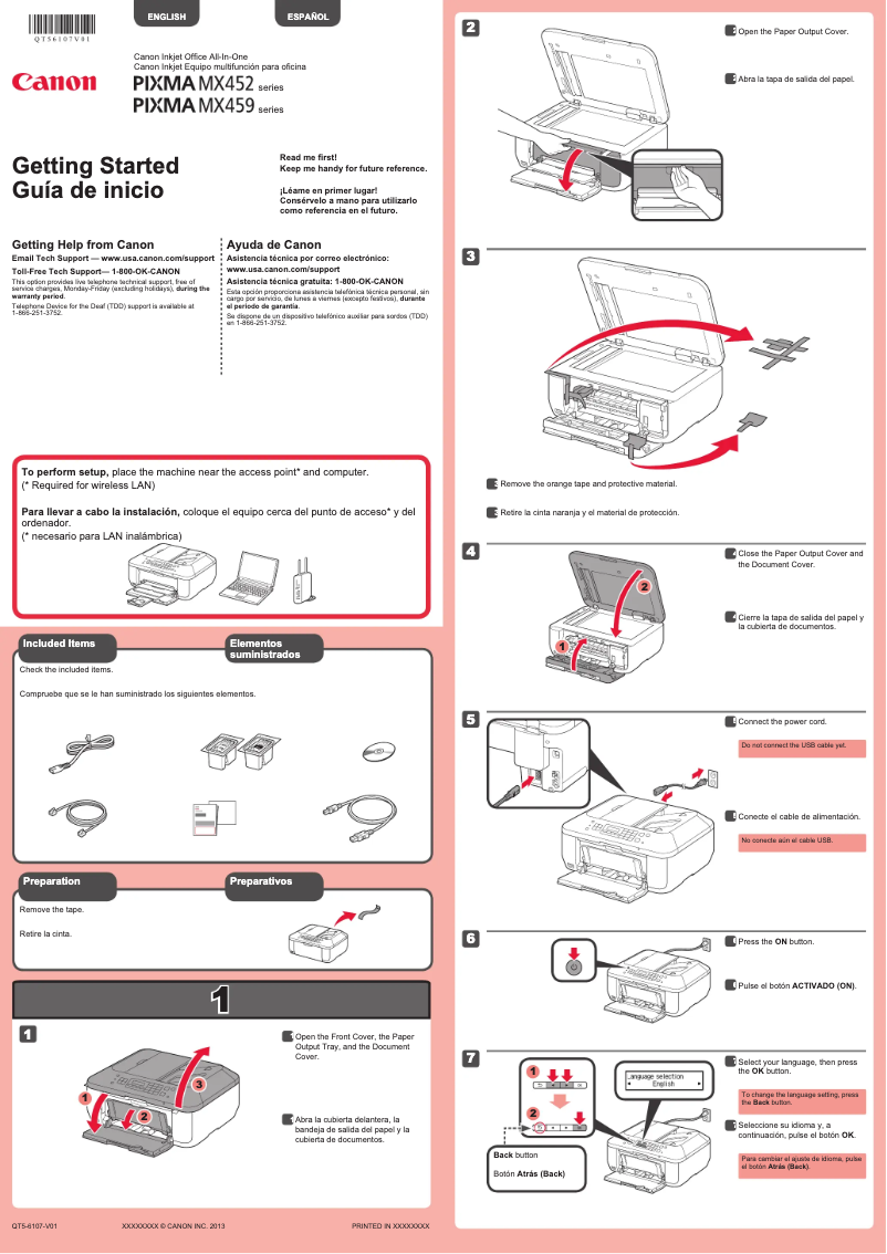 Page 1 de la notice Manuel utilisateur Canon Pixma MX452