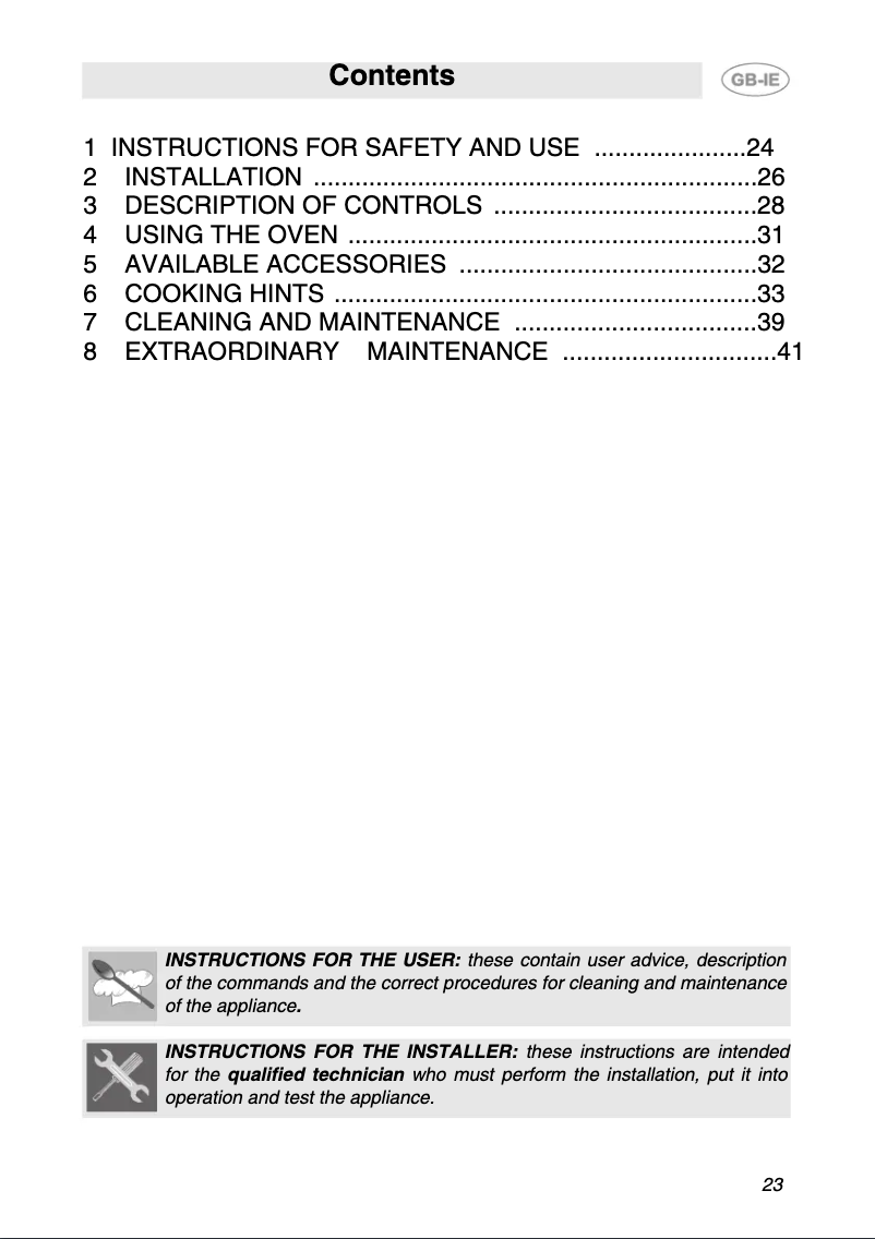 Page 1 de la notice Manuel utilisateur Smeg S 990 XR