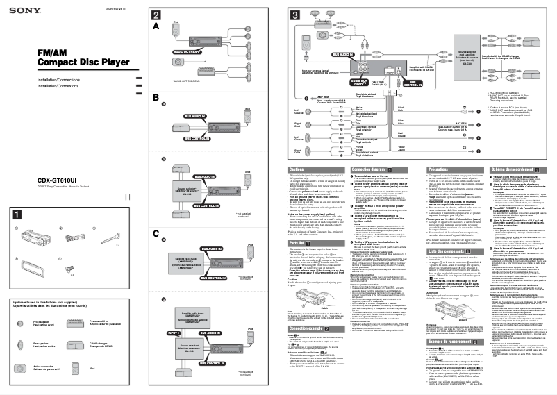 Page n°1 - Guide d'installation Sony CDX-GT610UI