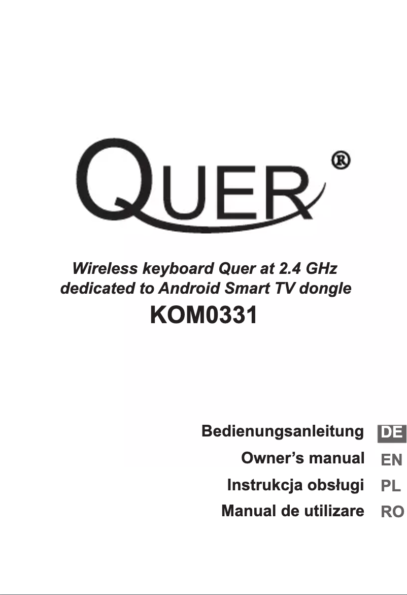 First page image of the manual for KOM0331